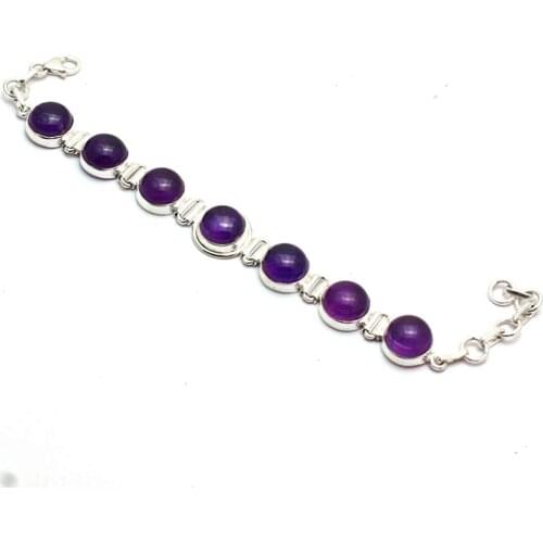 Genuine Amethyst Bracelet 925 Sterling Silver, 19 cm, GRP0255