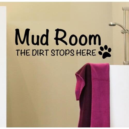 Mud Room The Dirt Stops Here Pet Wall Decal Dog Cat Paw Pet Grooming Animal Salon Funnyl Quote Wall Sticker Vinyl Shop Home Deco