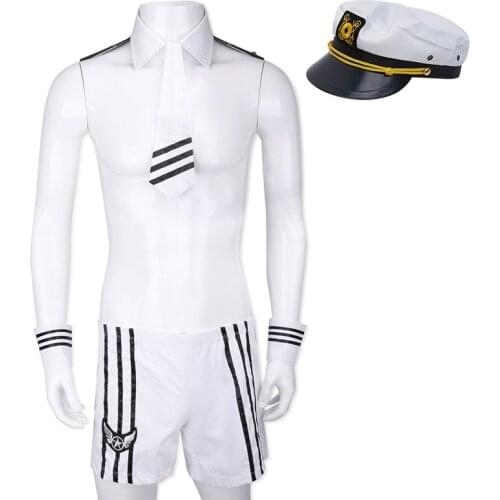 Sets of 5 Brand mens sexy underwear hot erotic Navy Outfit Cosplay Costume with Bow Tie Collar ca