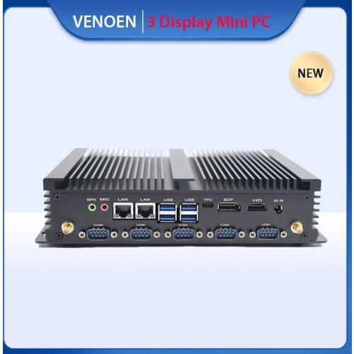 Three Display 8Th Gen Intel CPU Mini Industrial PC i7 8565U i5 8265U i3 8145U M.2 Wifi SIM Card Windows 10 Pro Compact Compute