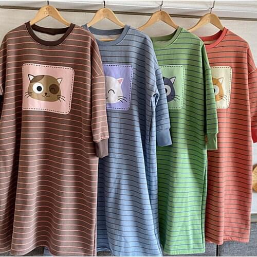 Cute Cartoon Sleepwear For Women Nightgowns Dressing Gown Summer Nightdress Cotton Nighty Sleepshirt Plus Size Pijamas Pyjama
