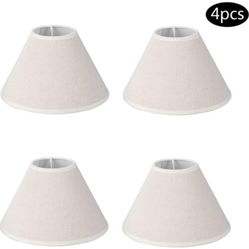 OuXean E14 E12 Chandelier Lampshade Hardback Candle Cotton Linen Lampshade 8 Inch Set of 4 for Wall Lamp Pedent Light Table Lamp