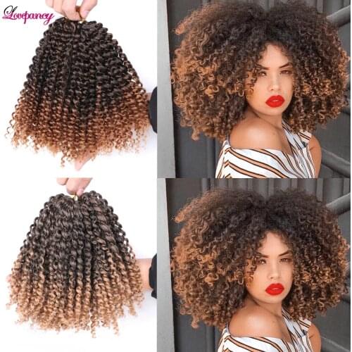 Marly Bob Synthetic Braiding Hair High Temperature Fiber Ombre 8Inch Short Fluffy Afro Spring Twist Crochet Braid Hair For Women