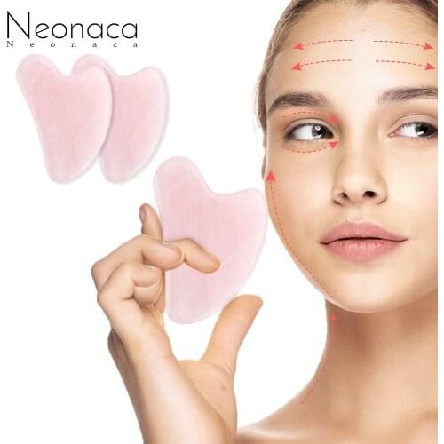 Gua Sha Scraper Facial Massage Tool 1pc Natural Rose Quartz Jade Stone Gua Sha Board Acupuncture SPA Therapy for Face Leg Body