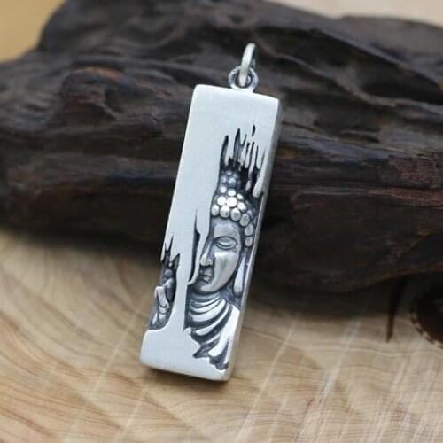 NEW 100% 990 Silver Buddha Statue Pendant Real Pure Silver Buddhist Buddha Amulet Good Luck Necklace Pendant