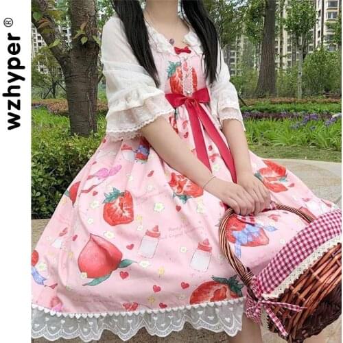 New Arrival JSK Slip Gothic Lolita Dress Harajuku Street Fashion Cross Cosplay Female Bow Dress Japanese Soft Sister Style Dress