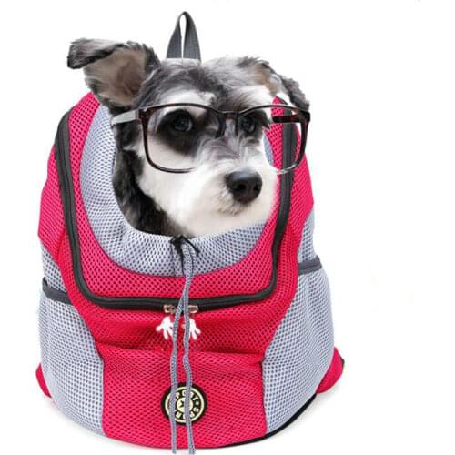 Hot Out Double Shoulder Portable Travel Backpack Outdoor Pet Dog Carrier Bag Pet Dog Front Bag Mesh Backpack Head Pet Supplies