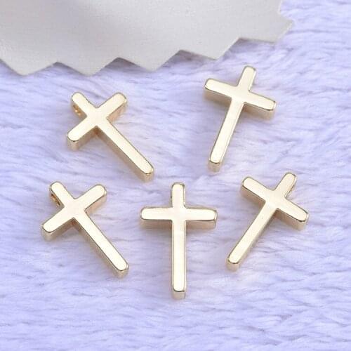 100pcs DIY charm light plating of gold bracelet beads pendant insulation color preserving smooth cross pendants wholesale