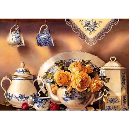 Full Square/Round 5D DIY Diamond Painting "kitchen rose flower" picture of Rhinestones Diamond Embroidery wall decoration FG1778