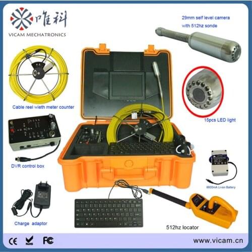 Made in China 512Hz receiver recording video underground 30m drain chimney inspection camera with meter counter V8-1288TC