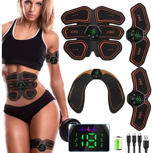 LCD Display Muscle Stimulator EMS Abdominal Hip Trainer Toner USB Abs Fitness Training Home Gym Weight Loss Body Slimming