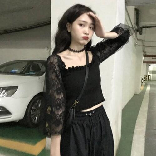 WERUERUYU Hot Fashion Sexy Women Girls Clothes Black T-Shirt Clubwear T-Shirts Clothing