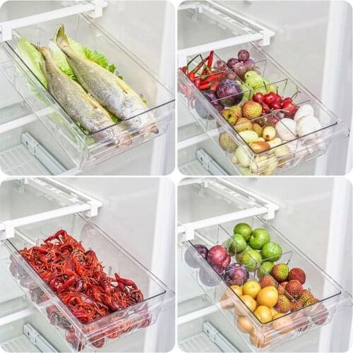 Refrigerator Drawer 1/4/8 Compartments Refrigerator Drawer Organizer Transparent Fridge Storage Bin Containers Pantry Freezer