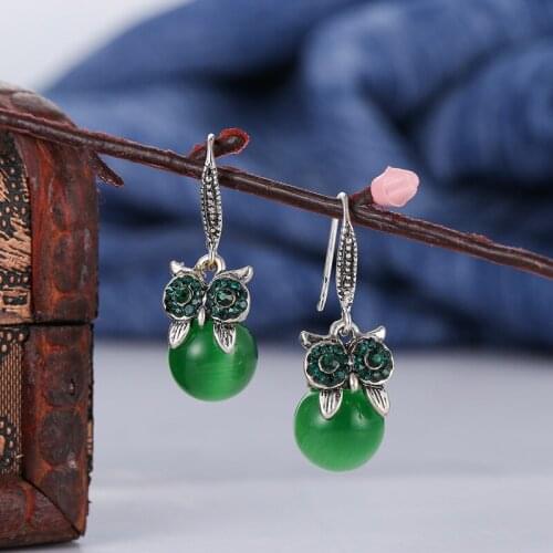 YaYi Jewelry Multi-Color Opal Imitation Pearl Rhinestone Dangle Crystal Womens Fashion Silver Color Tassel Long Owl Earrings