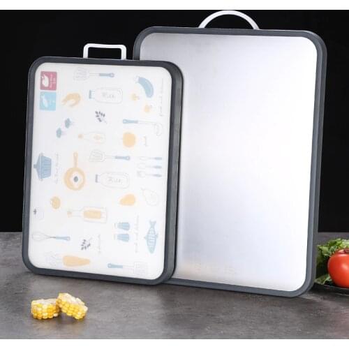 1Pc Double Chopping Blocks Kitchen Utensil Stainless Steel Kitchenware Food Slice Cutting Storage Chopping Board Bar Home Kit