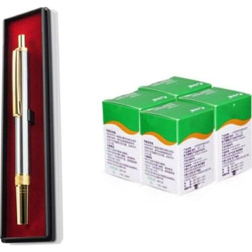 1 pcs pen + 200pcs(4 boxes) needles Stainless Steel Pen for Twist Off blood Lancet, Cupping Therapy and Blood test