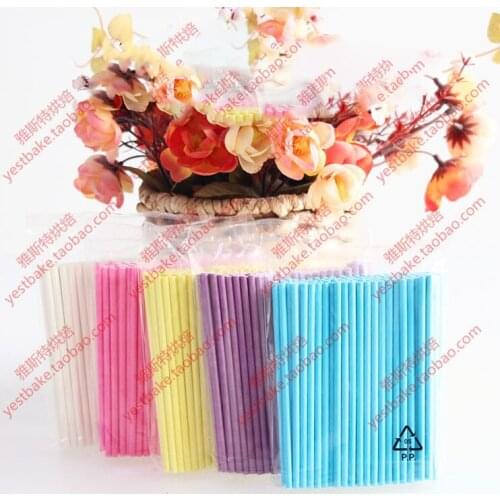 200Pcs Solid Core Paper Lollipop Sticks 100mm*3.5mm Stick Lolly for Fondant Candy Chocolate Cake Pop Cupcakes Making Mould White