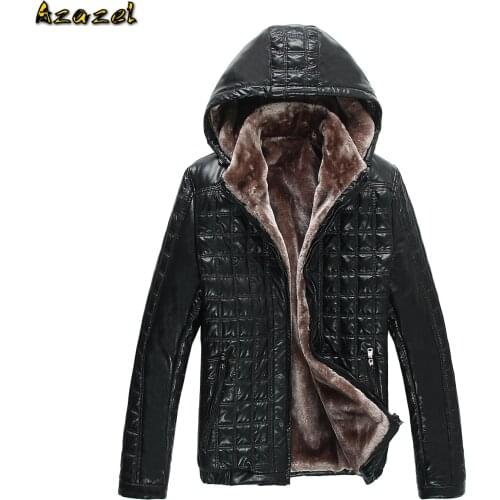 2020 Winter Casual Men leather jacket Men Fur Clothing Hooded Thicken Sheepskin Leather Jackets Jaqueta couro Masculina coats