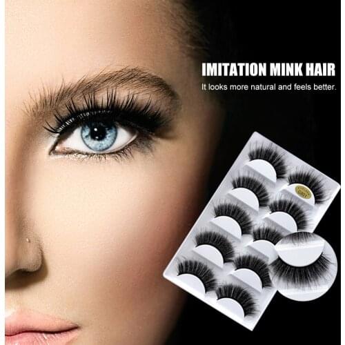 5pairs/set False Eyelashes Handmade 3D Mink Hair Fake Lashes Extension Lashes Wispy Makeup Beauty Extension Tools
