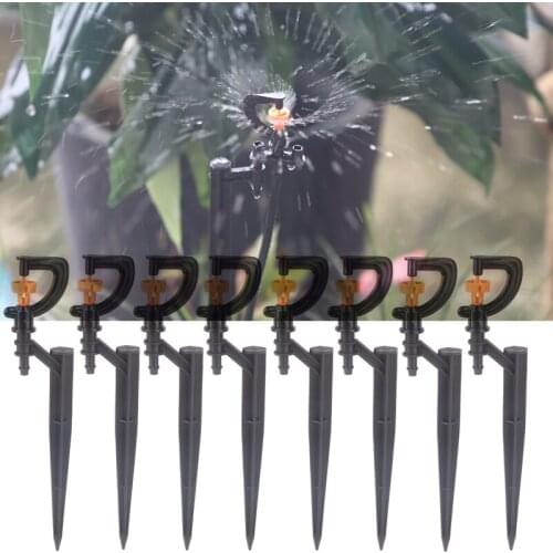 5PcsBlack OrangeG-Type Rotary Nozzle Irrigation Sprinkler Nozzle Support Spike Watering Sprinklers Stakes Garden Water Connector