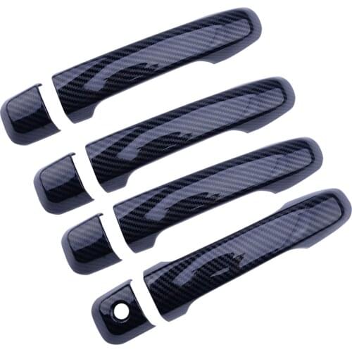 8PCS/SET Car Door Handle Covers Trims Glossy Carbon Fiber Texture fit for Toyota 4Runner 2010-2013 2014 2015 2016 2017 2018 2019
