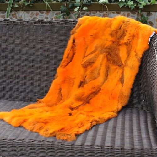 CX-D-18H Soft Colorful Patchwork Rabbit Fur Throw Blanket Bed Towel Real Fur Mermaid Blanket Decorative Bedding Sofa Cover