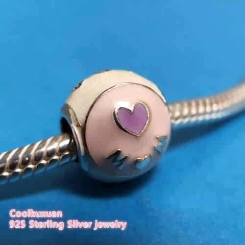 2019 Mothers Day Authentic 100% 925 Sterling Silver Love Mom Charm, Mixed Enamel Beads Fit Brand Charms Bracelet Diy Jewelry
