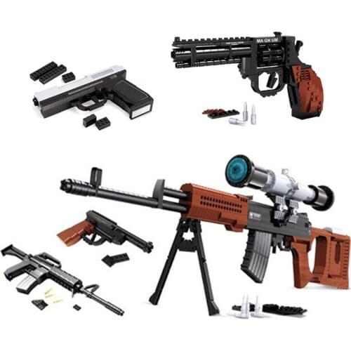 DIY building blocks toys bricks weapon Desert Eagle and BERETTA Revolver wtih bullet plastic pistol model for childrens boys