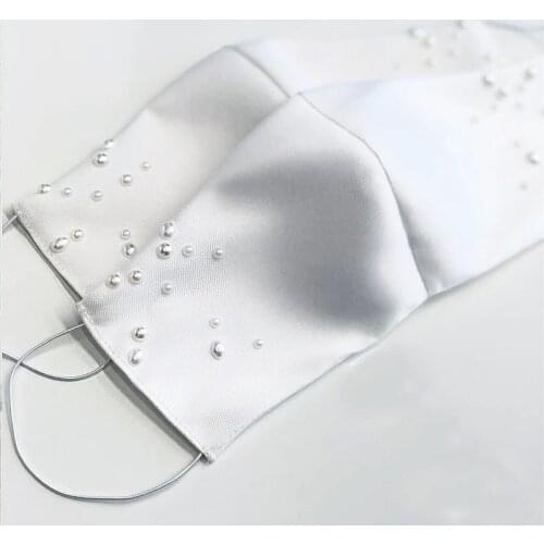 Elegant Shiny Lace Wedding Mask Decoration Face Accessories Cover Face Bridal Mask Pearl Mask 3 Colors