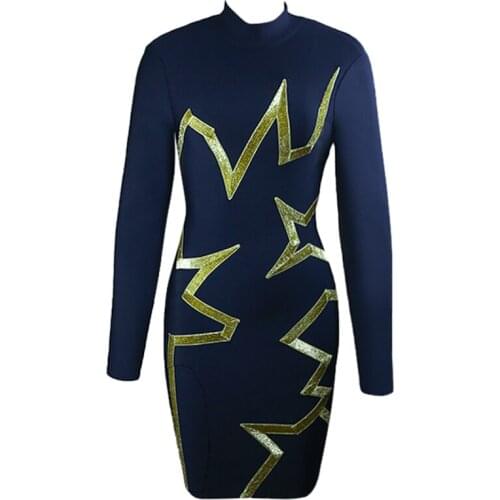 Elegant Women Dress Bandage Sexy Long Sleeve 2021 New Bodycon Spring Autumn Club Celebrity Party Dresses
