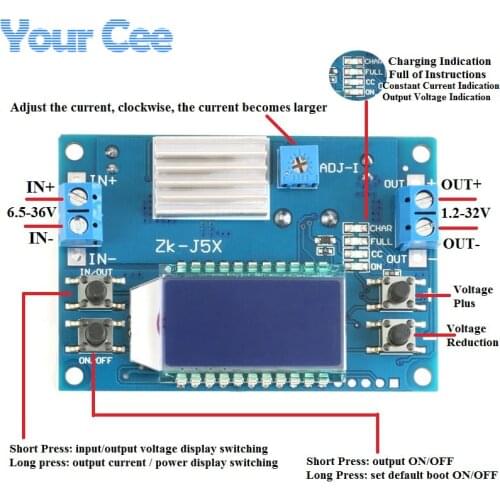 DC-DC 4.5A CNC Step-Down Power Module Adjustable Constant Voltage Constant Current with LCD Dispaly 6.5-36V 50W