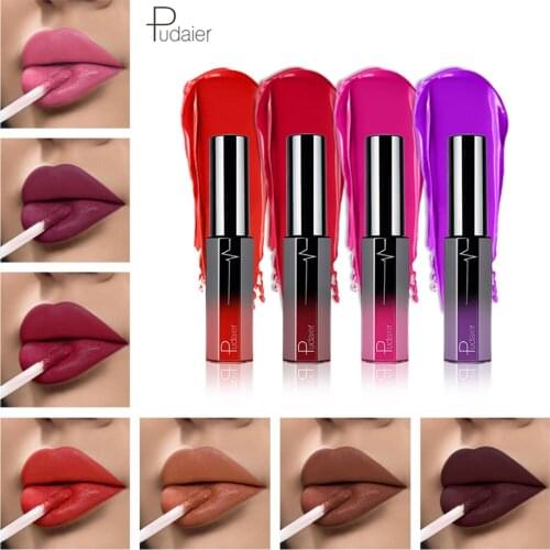 Pudaier 9colours/lot Lipstick Matte Liquid Lipstick Makeup Velvet Moisturizing Waterproof Lip Tint Lip Gloss Set Wholesale