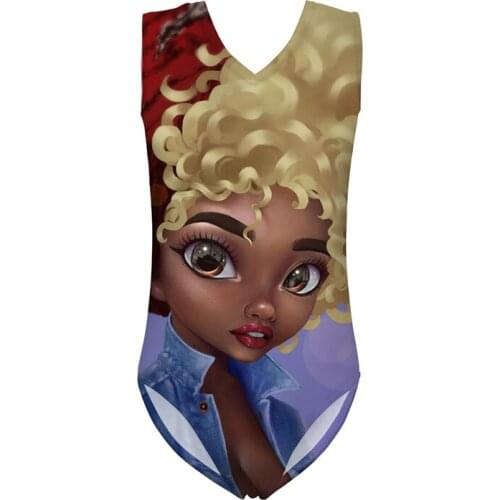 HYCOOL Cute African Black Girl Wear Red Hat Pattern Bathing Swimming Suit Baby Girls One Piece Swimsuit Children Sport Swimsuit