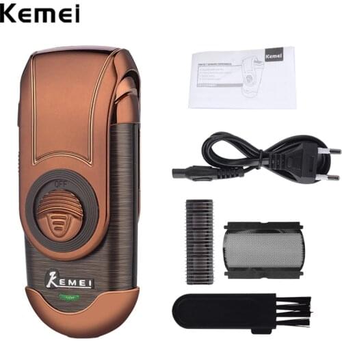 Kemei Portable Shaver 3D Double Floating Rechargeable Beard Trimmer Razor Reciprocating Shaver for Men Face Care Tool