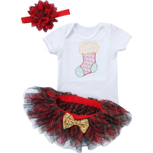 Baby Girls Clothes Christmas Outfit Newborns First Birthday Party Jumpsuit Romper Christening Gown Tutu Dress with Headband Set