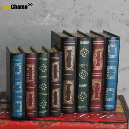 European Retro Storage Box Book Shape Storage Box Fake Book Wooden Jewelry Box Office Decoration Secret Item Storage Box