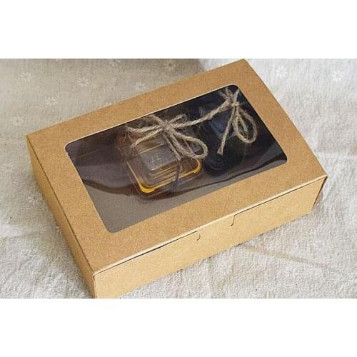 18*12*5cm Nice Design Natural Kraft Paper Cake Box, Kraft Paper Cake packaging Box with big clear window
