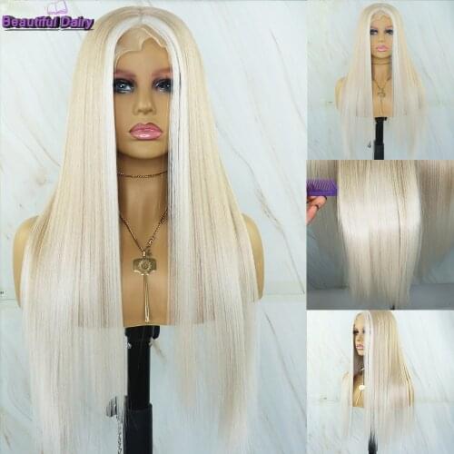 Beautiful Diary 13x6 Blonde Lace Front Wig Heat Resistant Straight Synthetic Lace Front Wig Glueless Ombre Wigs For Women