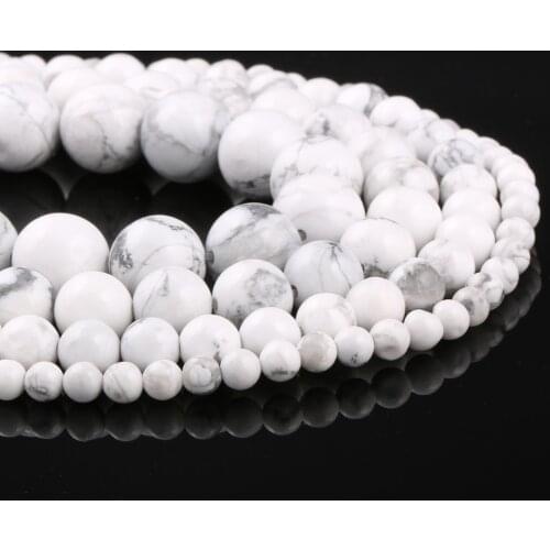 Natural Stone White Turquoises Beading Round Loose Beads for Handmade Jewelry Making Bracelet DIY Necklace Accessories