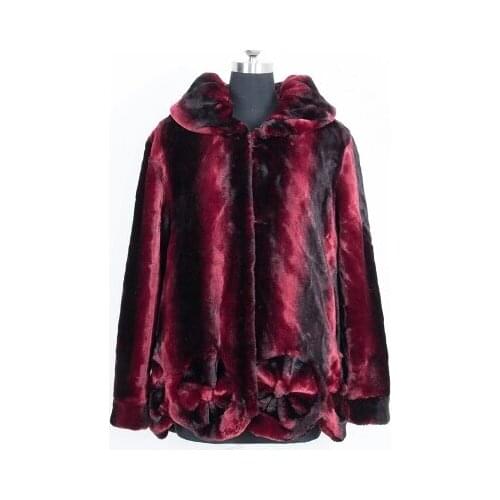 Top brand Long Winter Medium Wine Red Plus Size Fur Coat high quality