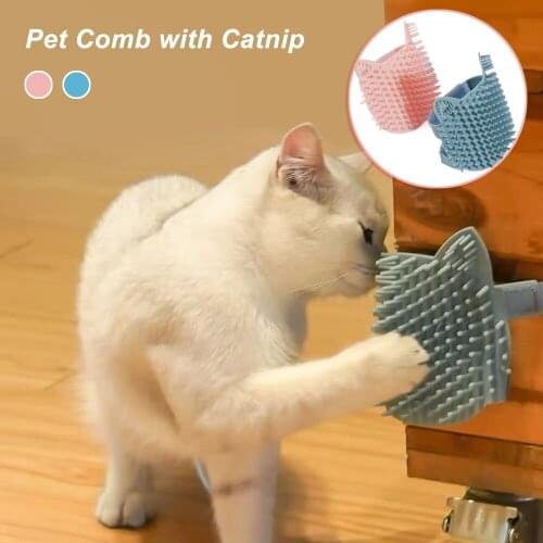 Massag Pet Accessories with Catnip Rubber Cats Brush Corner for Kitten Self Groomer Wall Tickling Pet Hair Remover Toys for Cats