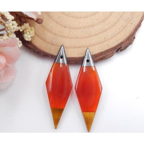 Red Agate Tiger Eye Obsidian fashion jewelry women Earrings bead, Semi-precious stones, Jewelry accessories 35x11x4mm,3.3g