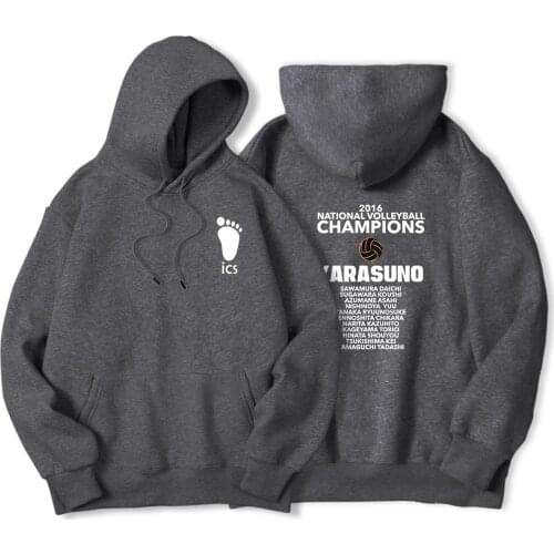 Karasuno Haikyuu Funny Cartoon Hoodies Men Cotton Casual Cool Streetwear Japan Anime Hooded Personality Fashion Mens Sweatshirt