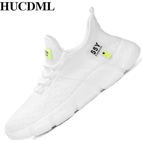 HUCDML Men Sneakers Casual 2020 Breathable Fashion Chaussure Homme Light Big Size 39-46 White Man Shoes Support Dropshipping
