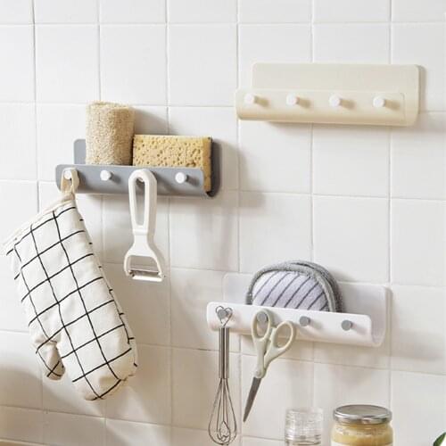 Wall-mounted Storage Hook with 4Hooks Household Keys Storage Rack Organizer Holder Home Room Wall Hook