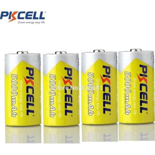 4Pcs PKCELL nimh rechargeable battery 1.2v C Size 5000mAh Rechargeable Battery in NIMH Chemistry for digital cameras CD player
