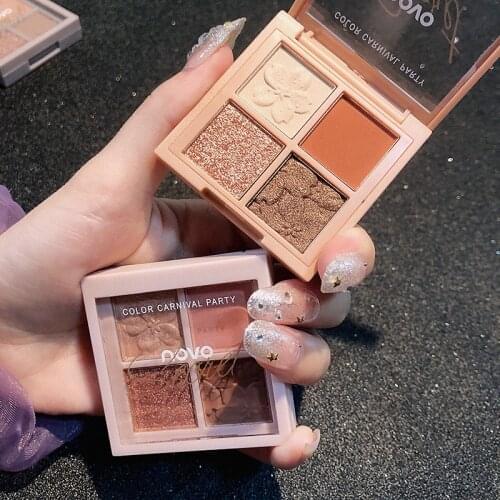 NOVO Four Color Eye Shadow Antiperspirant Lasting Does Not Fade Paragraph Net Content 6G Matte Pearl Sequins Waterproof 2021