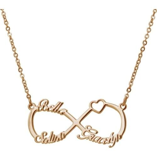 Personalized Custom Name Infinity Necklace Stainless Steel Gold Pendant for Women Men with Any Names Statement Pendant NL2667