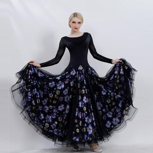 Ballroom Dance Competition Dresses Printing Standard Dance Performance Clothing Tango Waltz Practice Dancewear For Woman DL3016