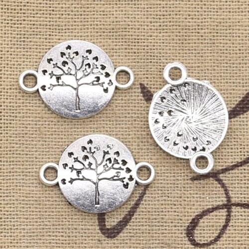 30pcs Charms Peace Tree Connector 23x16mm Antique Bronze Silver Color Plated Pendants Making DIY Handmade Tibetan Jewelry